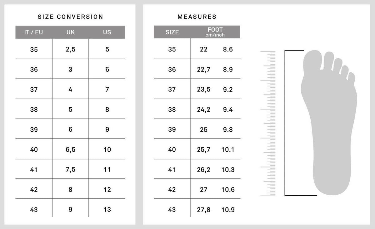 Shoe size conversion chart for EU, UK, US women and US men